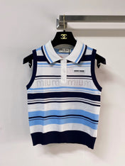 MIUMIU 26S SLEEVELESS KNIT POLO TOP STYLE 1125