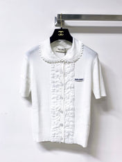 MIUMIU 26S SHORT-SLEEVED KNIT POLO SHIRT STYLE 1052