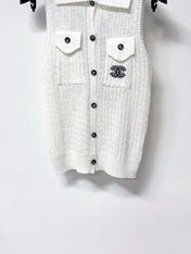 CHANEL 26S SLEEVELESS POLO KNIT TOP STYLE 1136