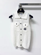 CHANEL 26S SLEEVELESS POLO KNIT TOP STYLE 1136