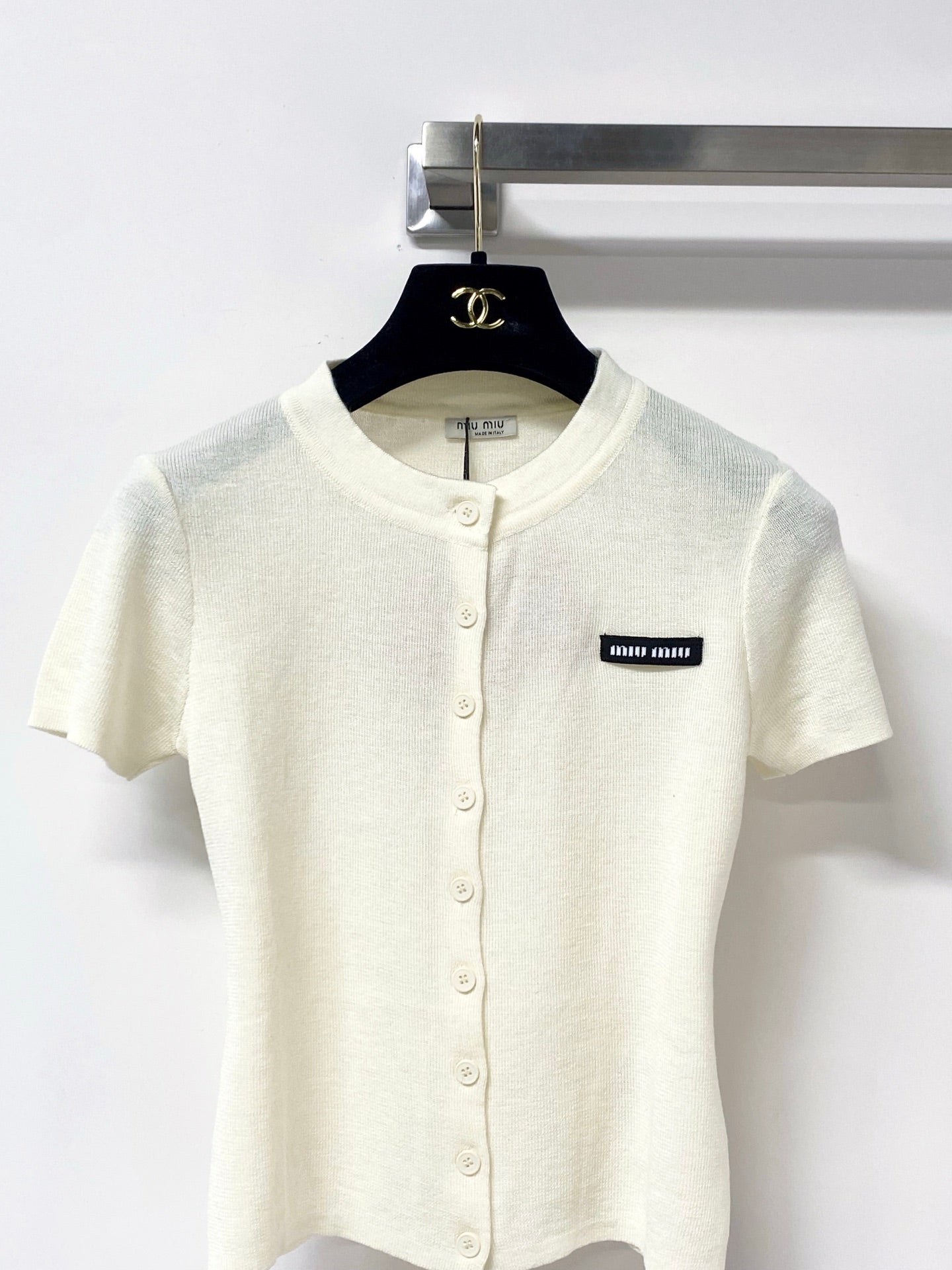 MIUMIU 26S SHORT SLEEVE KNIT CARDIGAN TOP 1240