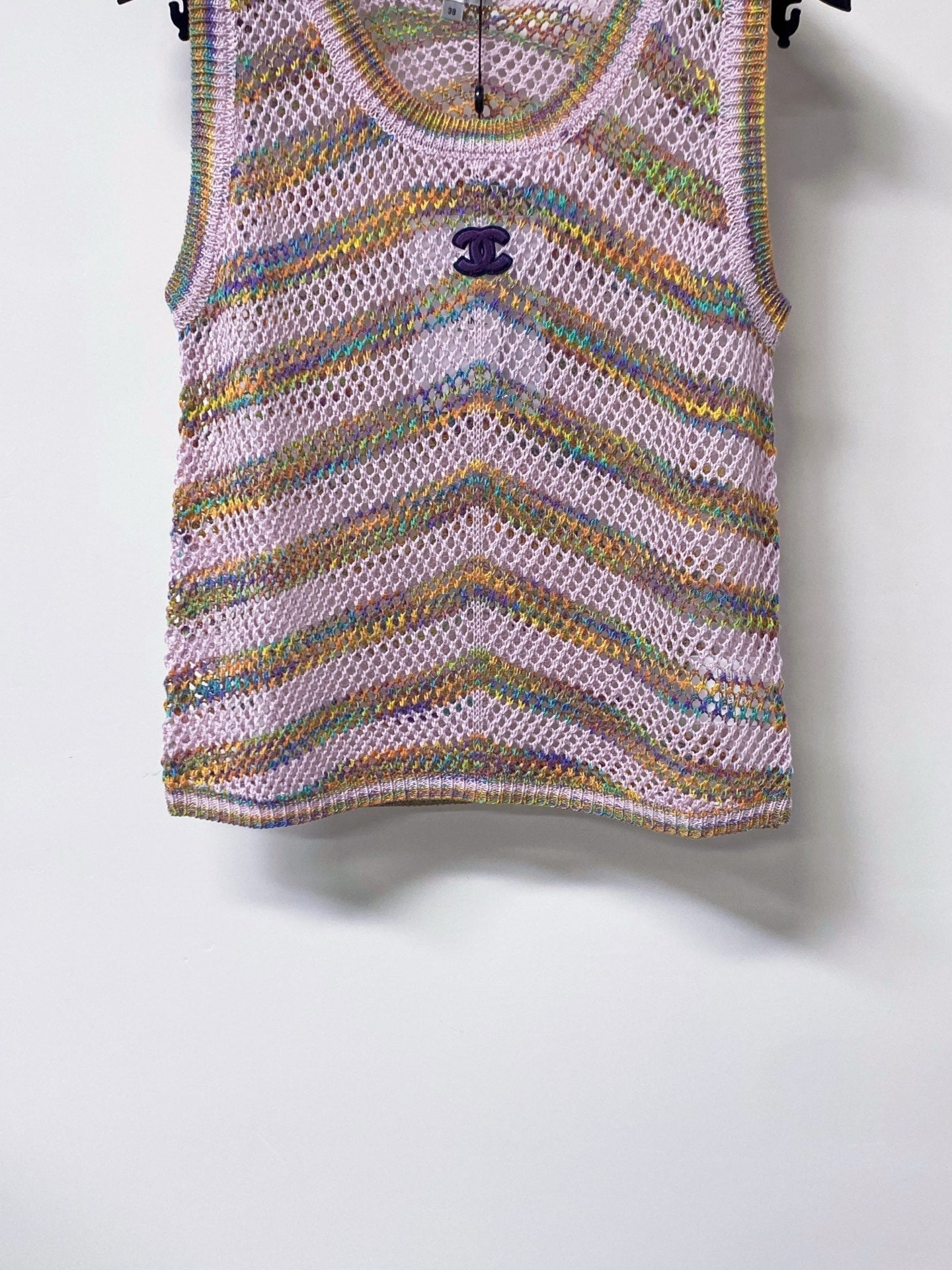 CHANEL 26S OPEN KNIT STRIPED TOP STYLE 1241