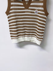 MONCLER 26S SLEEVELESS STRIPED KNIT POLO TOP 674