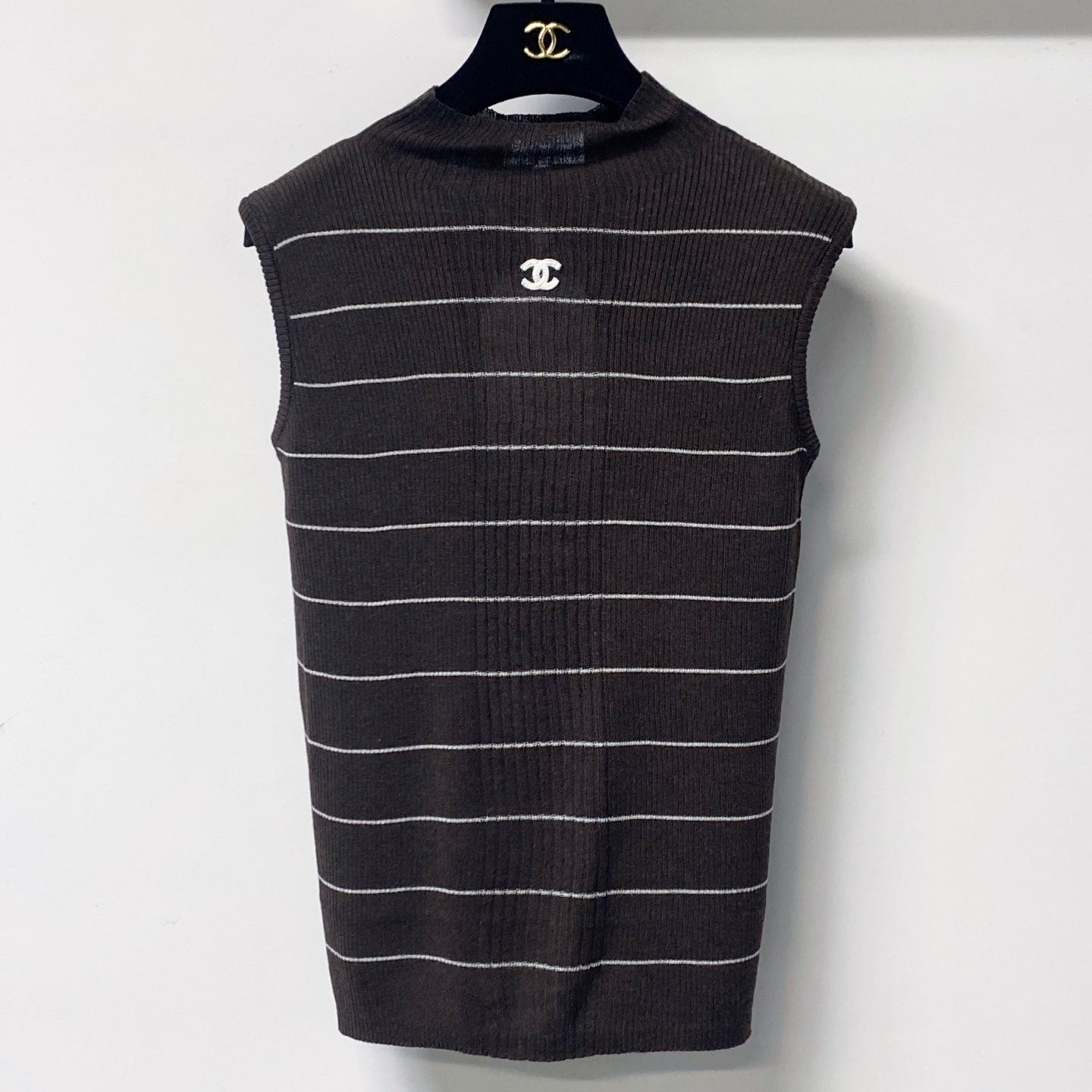 CHANEL 26S NECK SLEEVELESS KNIT TOP 1636