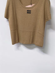 MIUMIU 26S SHORT-SLEEVE KNIT TOP 1289