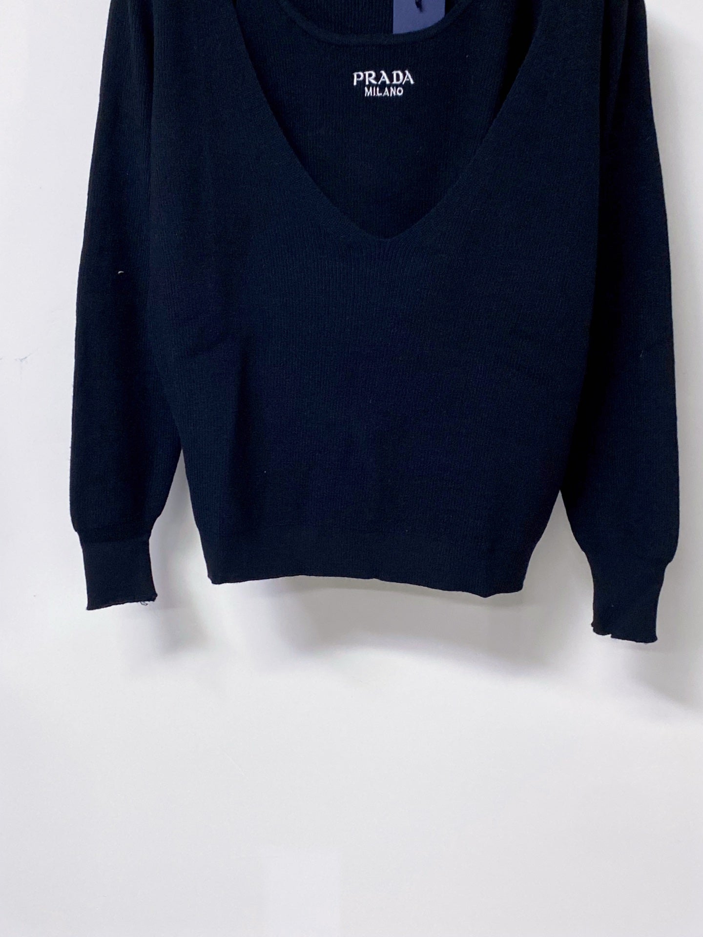PRADA 26S V-NECK LAYERED KNIT SWEATER 1066