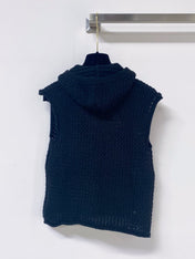 MIUMIU 26S HOODED OPEN-MESH KNIT VEST 1581