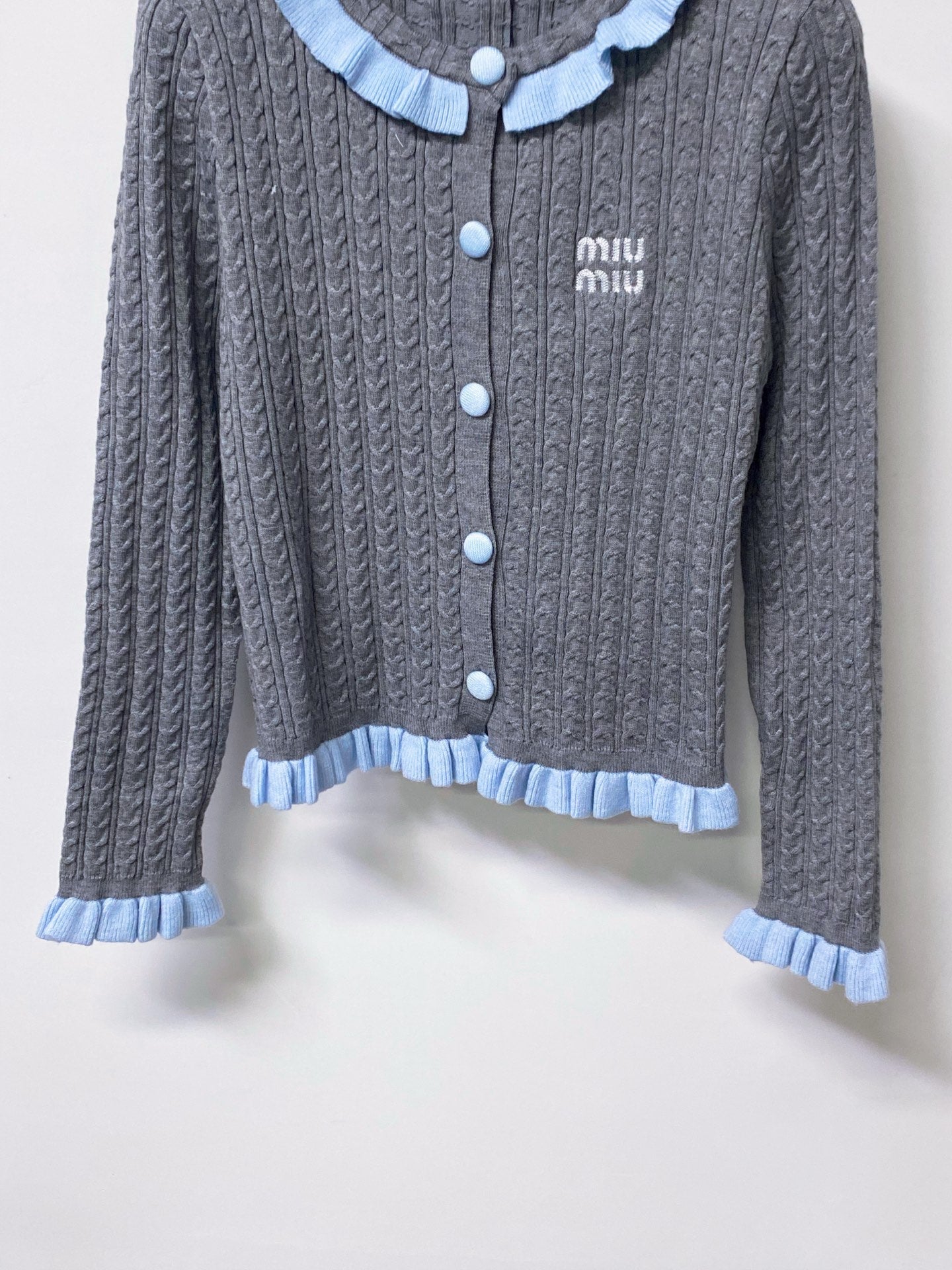 MIUMIU 26S KNIT RUFFLED CARDIGAN 1490