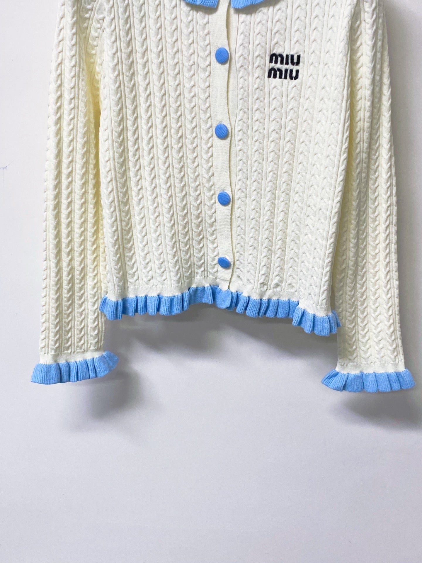 MIUMIU 26S KNIT RUFFLED CARDIGAN 1489