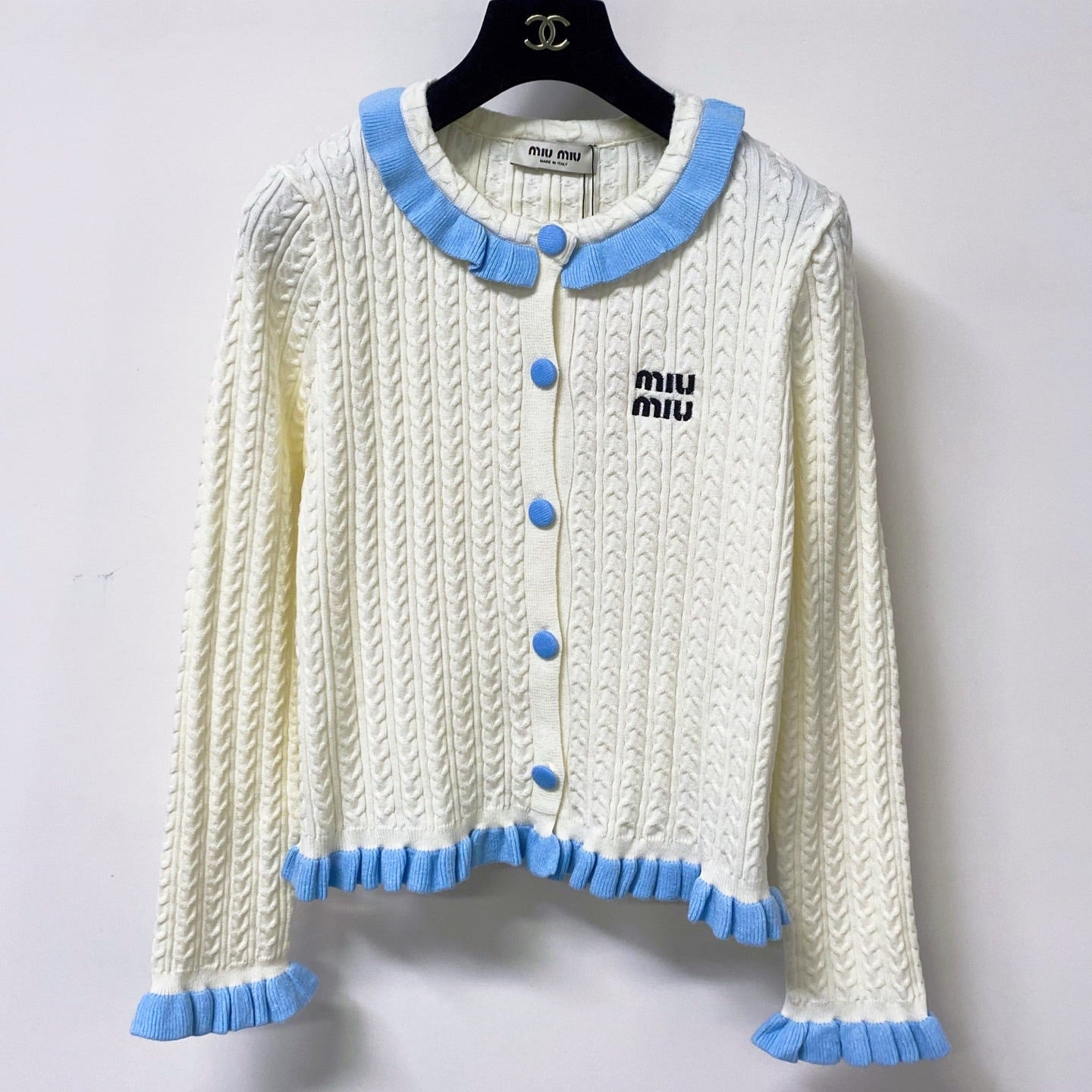 MIUMIU 26S KNIT RUFFLED CARDIGAN 1489