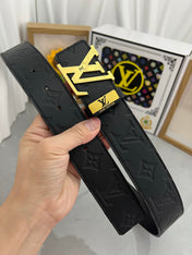 LV 25S BELT 38 MM IN BLACK CALFSKIN STAMP LOGO 593296