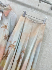 ZIMMERMANN SHORT-SLEEVE SHIRT AND HIGH-WAIST MAXI SKIRT SET 275079