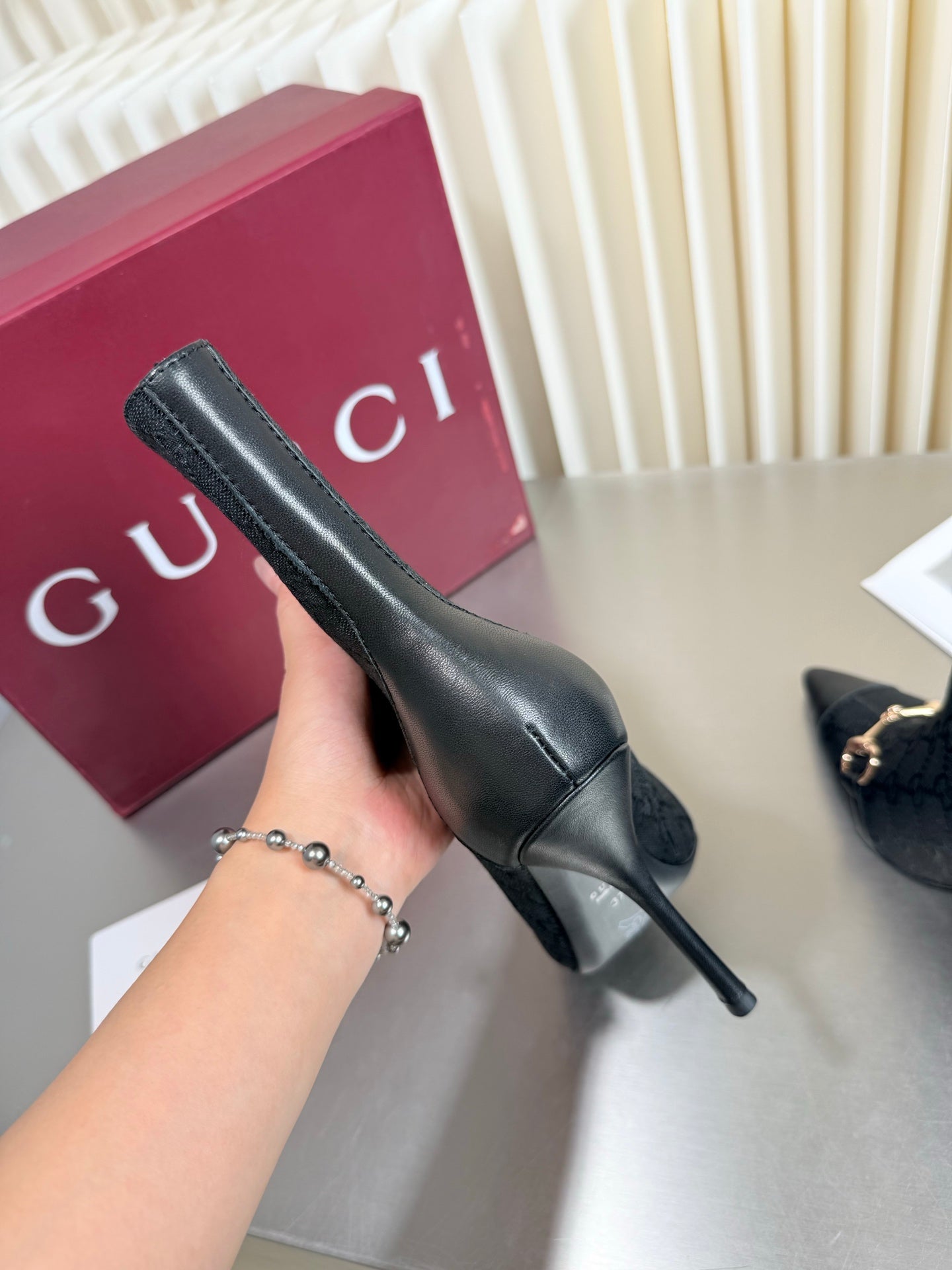 GUCCI 26S HORSEBIT BOOTS 105 MM IN BLACK LEATHER AND CANVAS