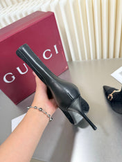 GUCCI 26S HORSEBIT BOOTS 105 MM IN BLACK LEATHER AND CANVAS