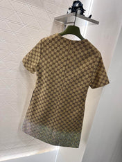 GG Beige Monogram Crystal Embellished Mini Dress