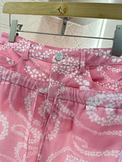 CHANEL PINK PRINTED DENIM PANTS
