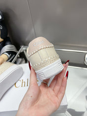 TELMA LACE-UP SNEAKER IN CREAM BEIGE LAMBSKIN AND RAFFIA