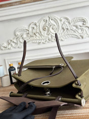 ZIP CABINE 31 BAG IN OLIVE GREEN CANVAS AND BLACK CALFSKIN