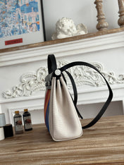 HERBAG ZIP 31 LAQUERED BAG IN BLUE MIX RED H PLUME CANVAS