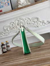 MINI NEO 17 EVELYNE BAG IN EMERALD GREEN CANVAS AND WHITE CALFSKIN
