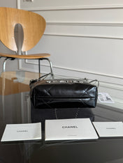 CC MINI HOBO HANDBAG 20 IN BLACK CALFSKIN SILVER-TONE HARDWARE