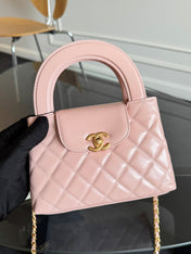 KELLY SHOPPING BAG 19 IN LIGHT PINK CALFSKIN GOLD HARDWARE