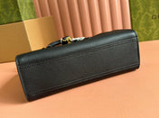 JACKIE SMALL TOTE BAG 24 IN BLACK CALFSKIN GOLD HARDWARE