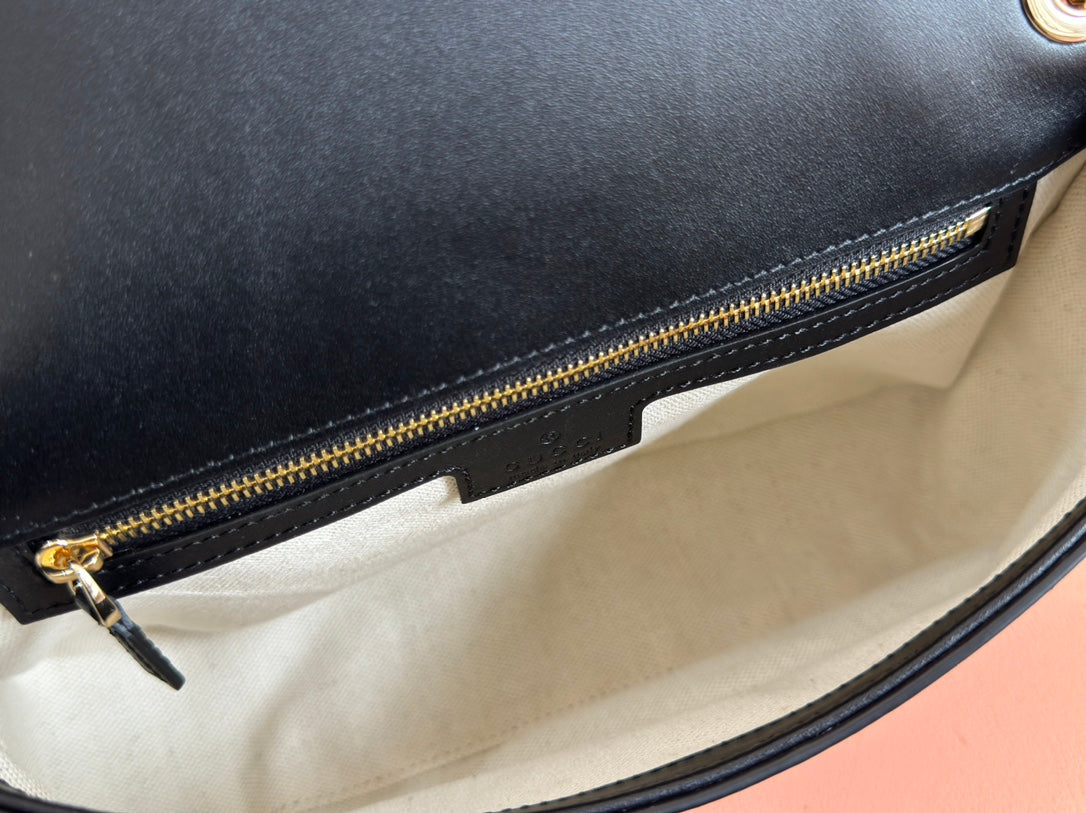 GUCCI 26S BLONDIE SHOULDER BAG 26 IN BLACK CALFSKIN