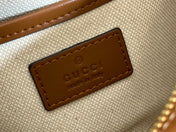BLONDIE SMALL SHOULDER BAG 21 IN BEIGE AND DARK BROWN CANVAS BROWN CALFSKIN