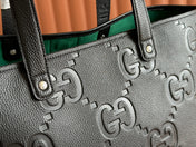 EMBLEM MEDIUM TOTE BAG 30 IN BLACK GG CALFSKIN