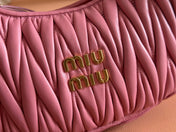 MIUMIU 26S MINI HOBO 20 BAG IN DUSTY ROSE PINK CALFSKIN GOLD HARDWARE