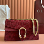 DIONYSUS MEDIUM SHOULDER BAG 27.5 IN ROSSO ANCORA RED GG SUEDE