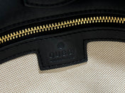 73 SMALL BUCKET BAG 20 IN NATURAL CANVAS AND BLACK CALFSKIN