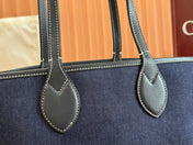 SMALL TOTISSIMA REVERSIBLE TOTE 22 IN DARK BLUE DENIM ONE SIDE BEIGE AND BLUE CALFSKIN ON THE OTHER