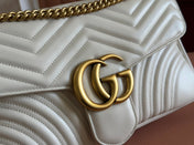 MARMONT SHOULDER BAG 31 IN WHITE CALFSKIN GOLD CHAIN