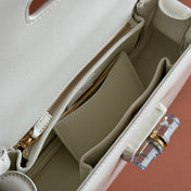 BAMBOO DIVE MEDIUM BAG 27 IN WHITE SHINY CALFSKIN RESIN BRASS BAMBOO-SHAPED HARDWARE