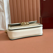 GO SMALL SHOULDER BAG 21.5 IN BEIGE GG CANVAS WHITE CALFSKIN GOLD HARDWARE