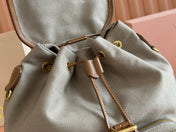 MEDIUM BACKPACK 29.5 IN GREY CANVAS BROWN CALFSKIN