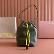 GABADINE POUCH 22.5 IN OLIVE GREEN CANVAS YELLOW DRAWSTRING