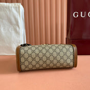 GUCCI 26S PADLOCK TOP HANDLE BAG 25 IN DARK BEIGE AND BROWN CALFSKIN