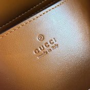 GUCCI 26S PADLOCK TOP HANDLE BAG 25 IN DARK BEIGE AND BROWN CALFSKIN