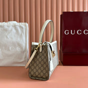 GUCCI 26S PADLOCK SHOULDER BAG 29 IN DARK BEIGE AND WHITE CALFSKIN