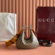 GUCCI 25S ATTACHE SHOULDER BAG 23 CM IN DARK BEIGE MIX BROWN CALFSKIN