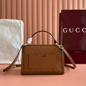 GUCCI 26S PADLOCK BAG 26 IN BROWN EMBOSSED CALFSKIN