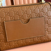 GUCCI 26S PADLOCK BAG 26 IN BROWN EMBOSSED CALFSKIN