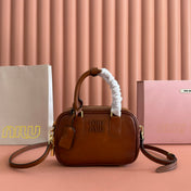 MIUMIU 26S ARCADIE BAG 19 IN TAN BROWN CALFSKIN GOLD HARDWARE