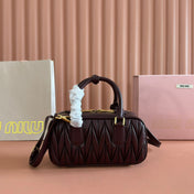 MIUMIU 26S ARCADIE MATELASSE BAG 22 IN DARK BROWN CALFSKIN GOLD HARDWARE