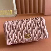 MIUMIU 26S MATELASSE MINI BAG 18 IN PINK CALFSKIN GOLD HARDWARE