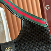 GUCCI 25S GIGLIO LARGE TOTE BAG 25 CM IN BLACK CANVAS