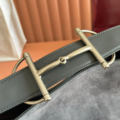 GUCCI 26S TOP HANDLE BAG 35 IN DARK GREY SUEDE